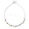 Synthetic Turquoise Starfish and Glass Seed Beaded Chakra Necklaces NJEW-JN05774-4