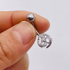 304 Stainless Steel Micro Pave Cubic Zirconia Belly Rings WGADED5-23-1