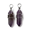 Natural Amethyst Double Terminated Pointed Pendants G-J062-02P-3