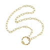 Brass Paperclip Chain Necklaces with Colorful Cubic Zirconia Ring Carabiner Locks for Women NJEW-JN06461-3