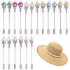 18Pcs 9 Styles Brass & Baking Paint Glass Pearl Round Beads Brooches JEWB-HY00006-1