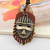 Easter Vintage Alloy with Imitation Leather Tribal Mask Pendant Necklaces FS-WG7B4BC-01-4
