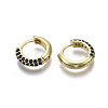 Brass Micro Pave Cubic Zirconia Huggie Hoop Earrings EJEW-R144-004B-NF-3
