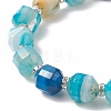 Dyed Natural Agate Beaded Stretch Bracelet with Brass Rhinestone Spacer BJEW-JB09177-4