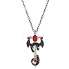 Alloy Siam Rhinestone Dragon Sword Pendant Necklaces NJEW-V005-03AS-1