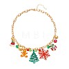Alloy Rhinestone with Enamel & Plastic Christmas Pendant Bib Necklaces FS-WG99102-08-2