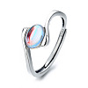 925 Sterling Silver & Natural Moonstone Adjustable Finger Rings FS-WG9EA45-01-2