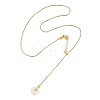 Summer Beach Natural Pearl Brass Box Chain Lariat Necklaces NJEW-JN06595-3