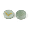 Brass Elder Futhark Alphabet Engraved Symbol Flat Round Natural Green Aventurine Rune Stones G-I373-01I-2