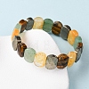 Oval Natural Pyrite & Green Aventurine & Tiger Eye & Quartz Crystal Beads Stretch Bracelets for Unisex BJEW-Z149-05B-3