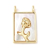 Brass Pave Natural White Shell Pendants KK-S522-02C-G-1