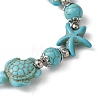 Starfish & Tortoise Synthetic Turquoise Beaded Stretch Bracelets & Dangle Earrings Kits SJEW-JS01311-02-4