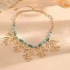 Boho Alloy Coral Shape Pendant Bib Necklaces with Resin Beads for Women WG3C14A-01-1