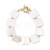 Shell Pearl & Brass Beaded Bracelets for Women BJEW-JB13780-02-3