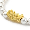 Rack Plating Brass Dragon & Plastic Pearl Beaded Bracelet BJEW-D030-01A-G-2