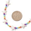 Synthetic Turquoise Starfish and Glass Seed Beaded Chakra Necklaces NJEW-JN05774-3
