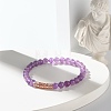 Natural Amethyst Round Beads Stretch Bracelets Set BJEW-JB06980-02-5