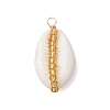 6Pcs 6 Styles Natural Cowrie Shell & Glass Seed Beads Pendants PALLOY-JF02759-05-3