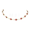 Brass Enamel Red Strawberry Link Chain Necklaces for Women NJEW-JN06121-2