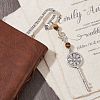 Mother's Day Key & Infinity Love Heart Pendant Bookmark with Natural Tiger Eye AJEW-JK00259-01-2