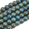 Handmade Fancy Antique Glazed Porcelain Ceramic Round Beads Strands PORC-L019-13mm-09-1
