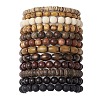 12Pcs 12 Styles Synthetic Lava Rock Stretch Bracelets Sets BJEW-JB10936-1