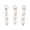 Natural Cultured Freshwater Pearl Potato with Round Electroplate Synthetic Non-magnetic Hematite Pendants PALLOY-JF04853-01-1