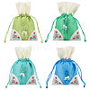 4Pcs 4 Colors 3D Floral Embroidery Cloth Drawstring Bags ABAG-PH0001-92-1