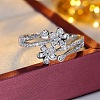 Brass Micro Pave Cubic Zirconia Finger Rings WG493E8-02-2
