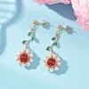 Flower 304 Stainless Steel Cubic Zirconia Dangle Stud Earrings EJEW-TA00800-03-1