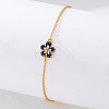 Blue Flower Alloy Enamel Link Chain Slider Anklets for Women FS-WG65877-01-3