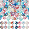 50Pcs UV Plating Iridescent Transparent Crackle Acrylic Beads MACR-SP0001-05-1