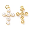 Brass Plastic Imitation Pearls Pendants X-KK-Q775-23G-1