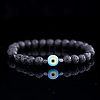 Natural Lava Rock Round Beads Stretch Bracelets for Men DE0249-1