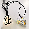 Two Tone 304 Stainless Steel Pendant Adjustable 2-Strand Black PU Leather Cord Necklaces for Women WG6EB49-04-1
