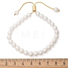 Shell Pearl Beaded Slider Bracelet with Brass Snake Chain X-BJEW-B066-01B-01-2