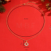 Cute Cartoon Brass Red White Green Emamel Christmas Wreath Pendant Necklaces for Holiday Festive Wear GL3657-2