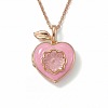 Brass Enamel and Glass Heart Peach Photo Locket Pendant Cable Chain Necklaces for Women WG4ED66-02-1