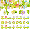 24Pcs 8 Colors Spray Painted Transparent Glass Pendants PALLOY-TADJ00013-1