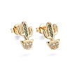 Brass Micro Pave Cubic Zirconia Stud Earrings EJEW-L224-28G-1