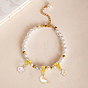 50Pcs 10 Styles Alloy Pink Enamel European Dangle Charms ENAM-CJ0005-49-6