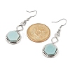 Hexagon Natural Flower Amazonite Dangle Earrings EJEW-K298-01P-13-5