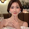 Snowflake with Round Alloy Crystal Rhinestone Dangle Stud Earrings FS-WGD1A25-01-4