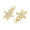 Brass Micro Pave Clear Cubic Zirconia Pendants CU-CBA9AFC-01G-10-2