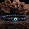 Natural Lava Rock Round Beads Stretch Bracelets for Men DE0249-2