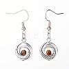 Natural Gemstone and Tibetan Style Alloy Beads Dangle Earrings EJEW-JE02455-2