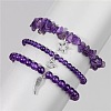 3Pcs Alloy & Natural Amethyst Beads Charm Bracelets DY7954-1-2