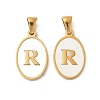 Natural Shell Oval with Initial Pendants STAS-I351-23G-R-1