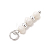 Natural Cultured Freshwater Pearl Potato with Round Electroplate Synthetic Non-magnetic Hematite Pendants PALLOY-JF04853-01-5