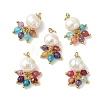 Natural Agate(Dyed & Heated) & Pearl Pendants PALLOY-JF05295-01-2